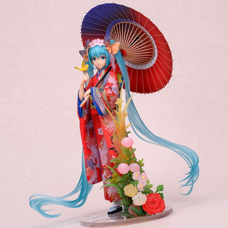 Hatsune Miku Kimono Yukata Ver. Anime Actionfigur mit rotem Regenschirm PVC Sammlerstatue Schreibtischverzierung Modell Spielzeug Geschenke