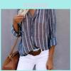 Camicia Casual a Strisce in Misto Cotone a Maniche Lunghe per Ufficio e Uso Quotidiano