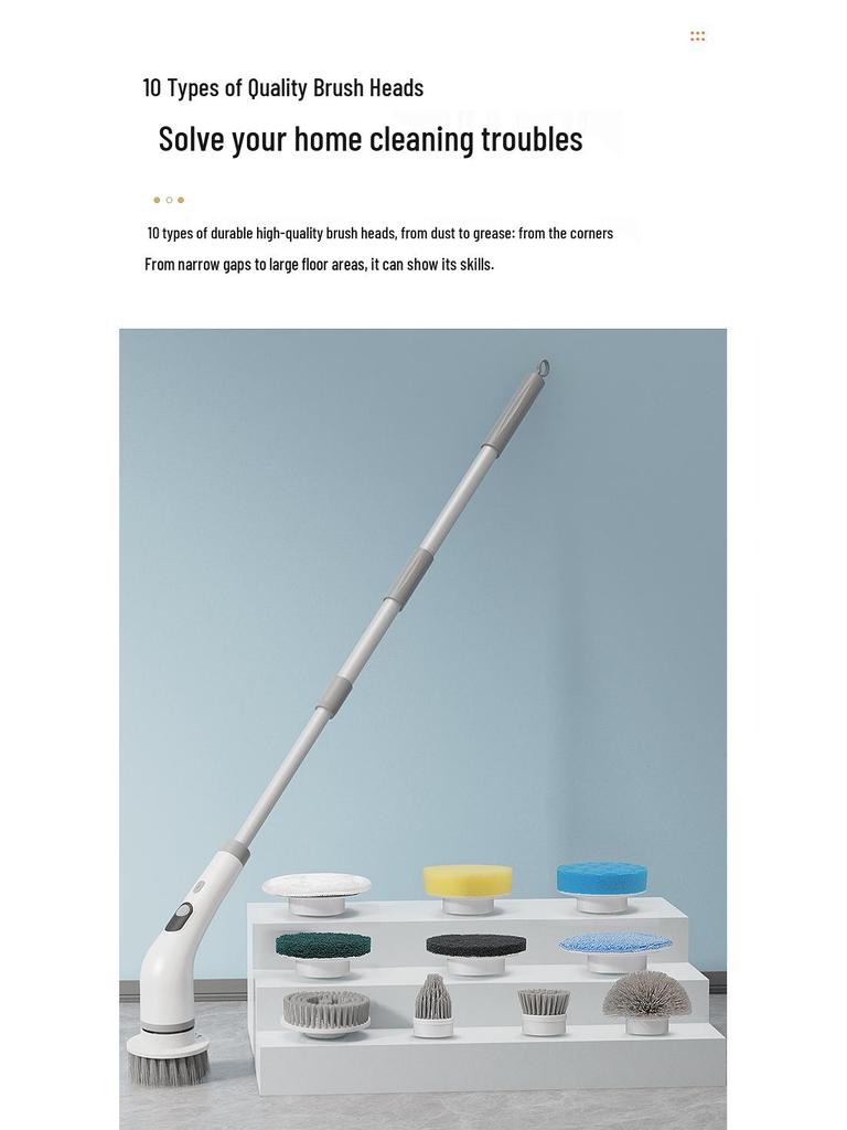 Electric Multi-functional Cleaning Brush with LCD & Retractable Handle for Fish Tanks, Kitchens, and Bathrooms