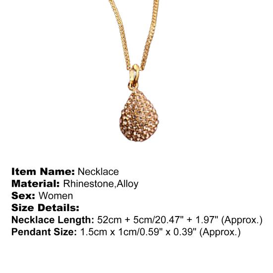 Necklace Shiny Adjustable Women Waterdrop Shape Rhinestone Pendant Chain for Travel Party