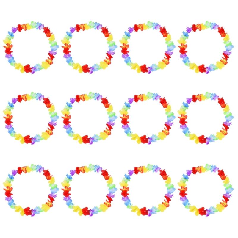 

12Pcs Hawaiian Leis Necklace for Beach Party, Holiday Theme Party Wreath Flower Leis Necklace for Wedding Party 1