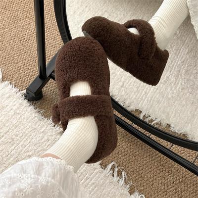 Temperamento alla moda bianco piccolo vento profumato velluto scarpe basse pelose da donna 2025 nuovo inverno caldo Mary Jane scarpe di cotone