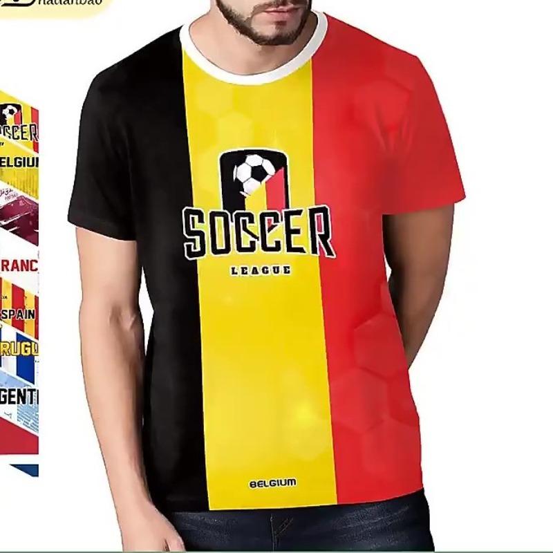3D Printed Men's T-shirt Football Casual Sportswear World Cup Fan Cheering Short Sleeved O Neck T-shirt
