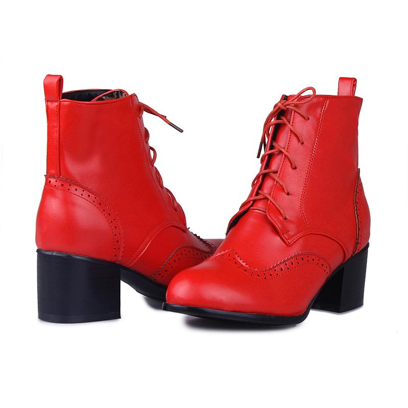 Fashion Fashion Women's Ankle Boots Sewing White Red Brown Heels Short Boot Female 2024 Autumn Winter Party Dance Shoes Large Size 50