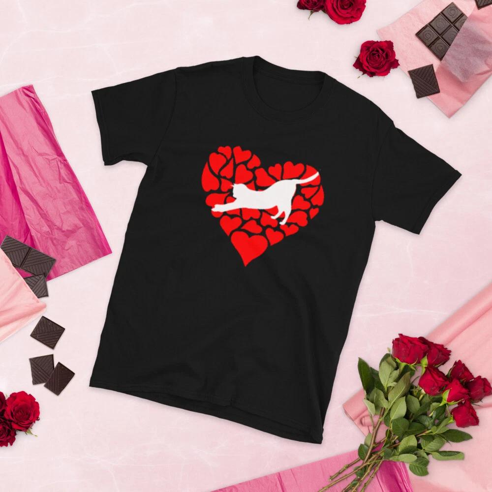 My Cat Is My Valentine Kitten Lover Heart Valentines Day T-Shirt L