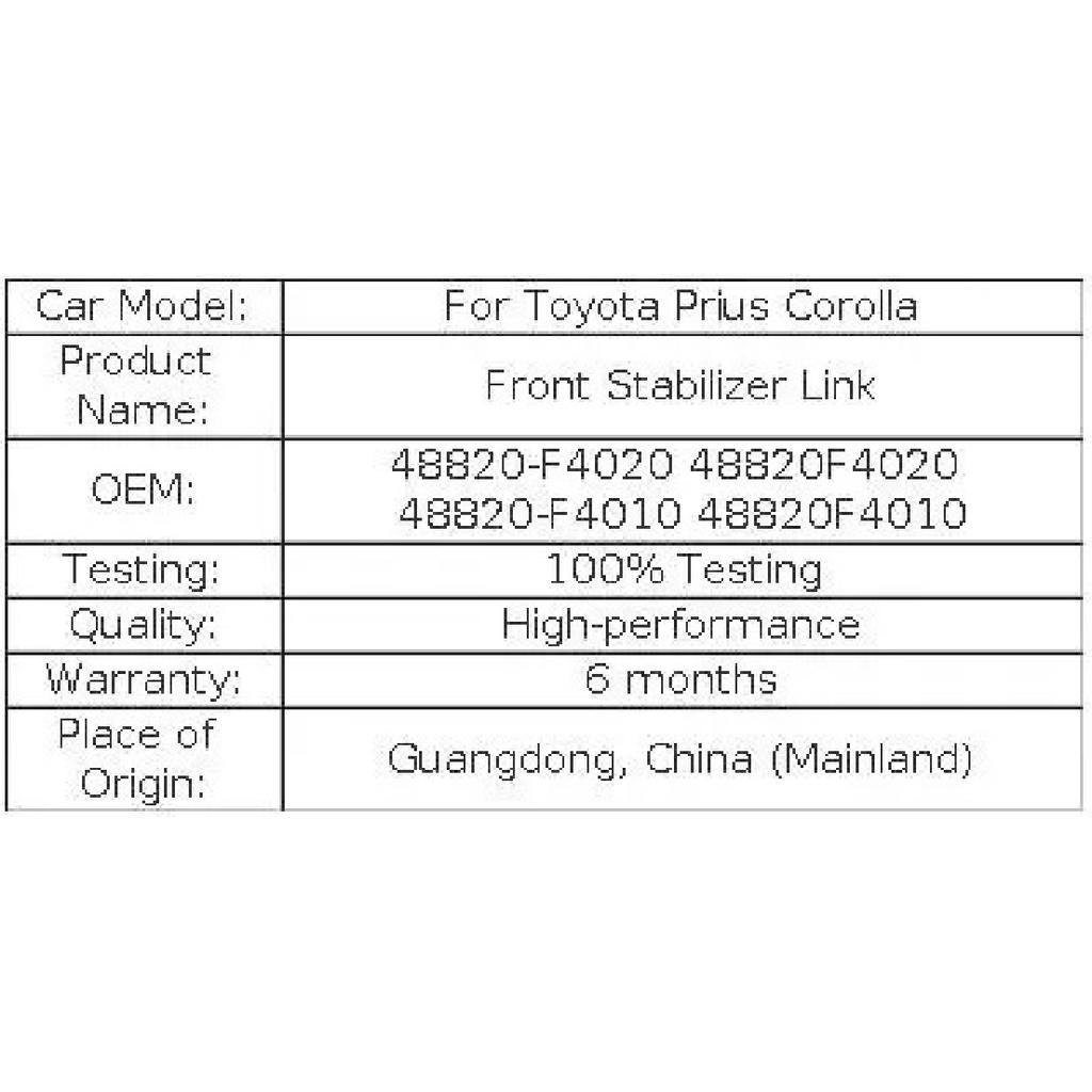 For Toyota Prius Corolla Front Stabilizer Link 48820-F4020 48820F4020 48820-F4010 48820F4010