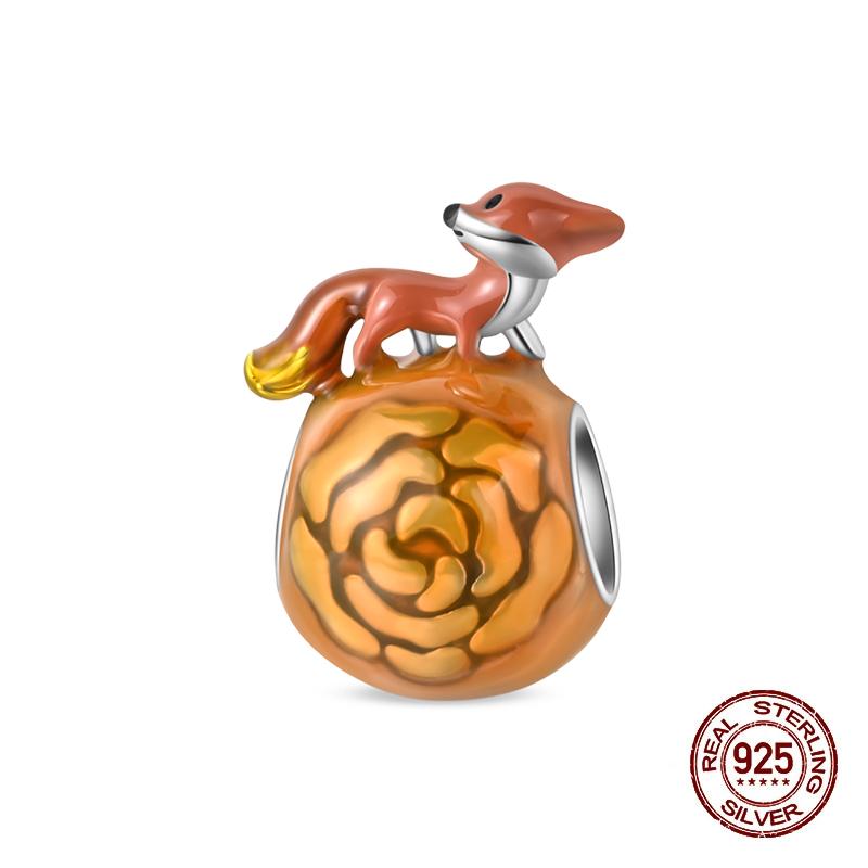 New 925 Silver Color Fox Rabbit Rose Castle Fairy Tale Charms Beads Fit 3mm 925 Original Bracelets DIY Jewelry Birthday Gift