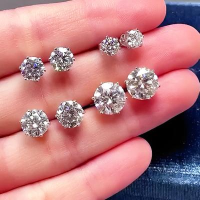 Premium 0.5-2ct Moissanite Diamond Stud Earrings for Women Orginal 925 Silver Screw Back Women Moissanite Earring