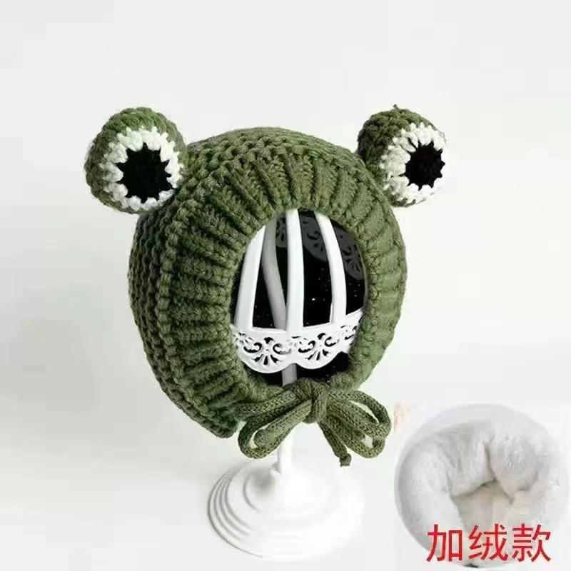 Baby Hat Autumn and Winter Children Frog Wool Hat Infant Cute Super Cute 1-2 Years Old Boys and Girls Knitted Hat