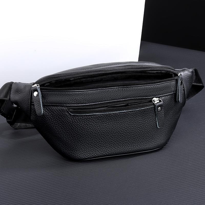 Leather Waist Bag for Men Casual Crossbody Fanny Pack with Adjustable Belt