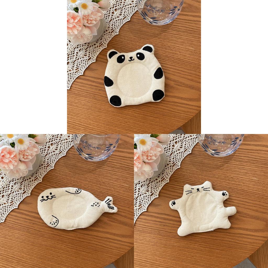 Creative Animal Cartoon Coasters With Insulation And Plush Fabric For Home Decor