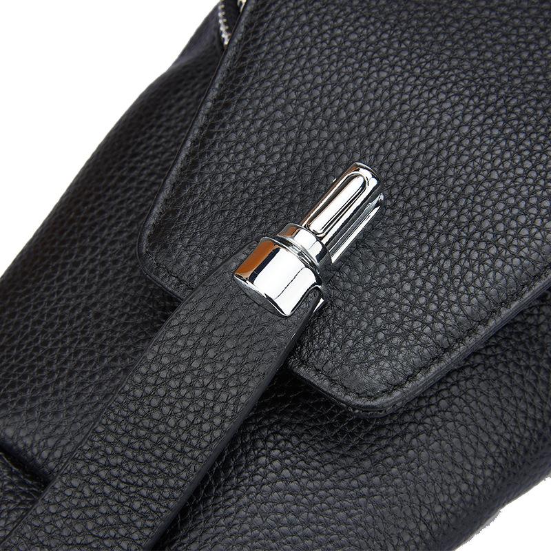 Summer Top Layer Cowhide Men's Chest Bag Fashion Street Front Anticlinal Body Bag Genuine Leather Soft Bag