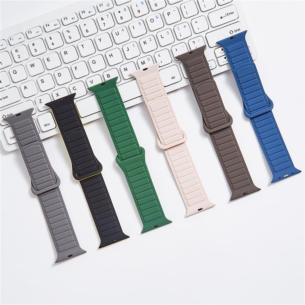 Stitched Line Pattern Silicone Strap for Apple Watch Series 11 10 42mm / 9 8 7 41mm / SE3 SE2 SE 6 5 4 40mm / 3 2 1 38mm Loop Magnetic Watch Band