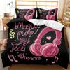 Headphones Duvet Cover Full Queen Size Music Theme Headphone Comforter Cover Musical Note Bedding Set for Youth Teens Room Decor