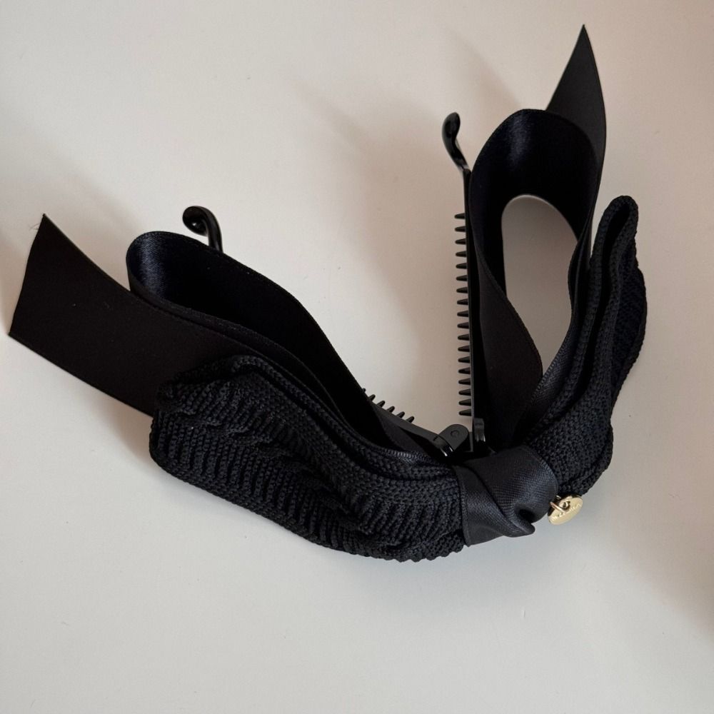 Large Size Bowknot Ribbon Hair Clip Fabric Hairpin Creative Vertical Clip  Female