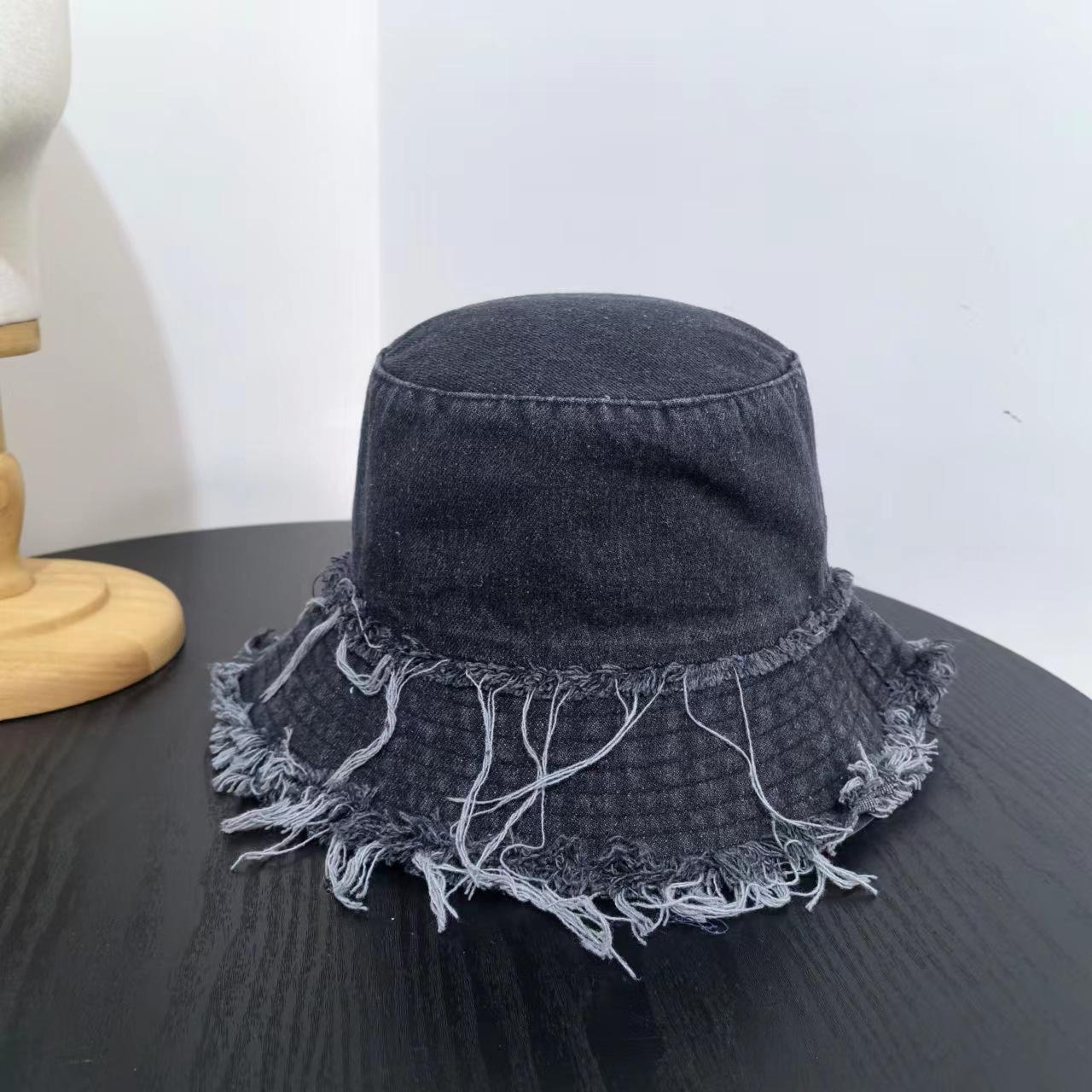 

Весна и лето новая джинсовая шляпа-тазик оптом старая грубая шляпа с короткими полями простая солнцезащитная шляпа для пары M（56-58cm） чёрный