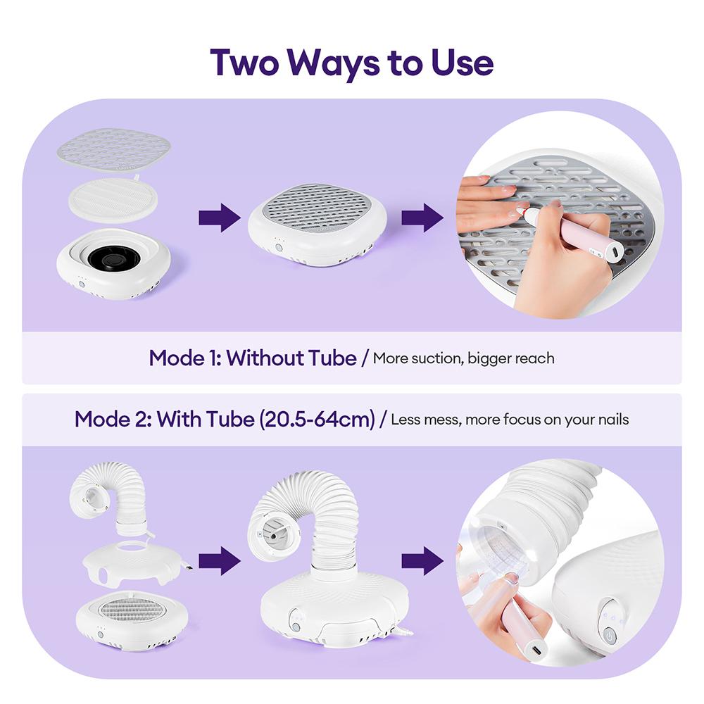 130W Super Suction Brushless Nail Dust Extractor Powerful Nail Dust Collector Nail Art Manicure Fan Vacuum Cleaner With 2 Filter