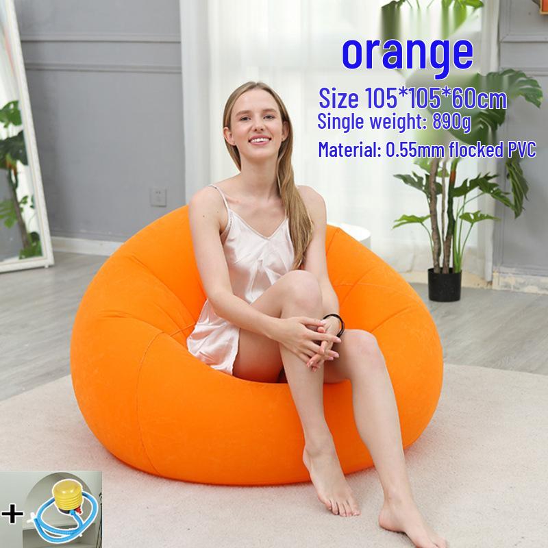 

Кофейное надувное кресло-мешок в форме сферы - Флокированное кресло-реклайнер As Pictured