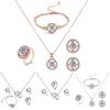 4Pcs/Set Necklace Earrings Ring Bracelet Hollow Out Heart Pendant Jewelry Korean Style Simple Jewelry Set for Daily Wear