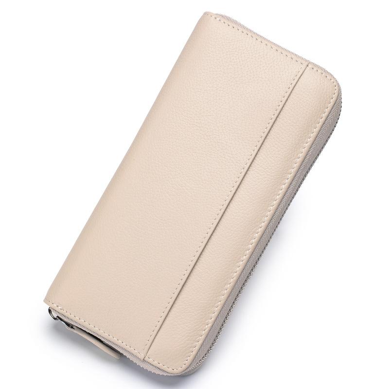 Cowhide Organ Bag, Long Zipper Lady's Wallet, Genuine Leather Large-capacity Clutch