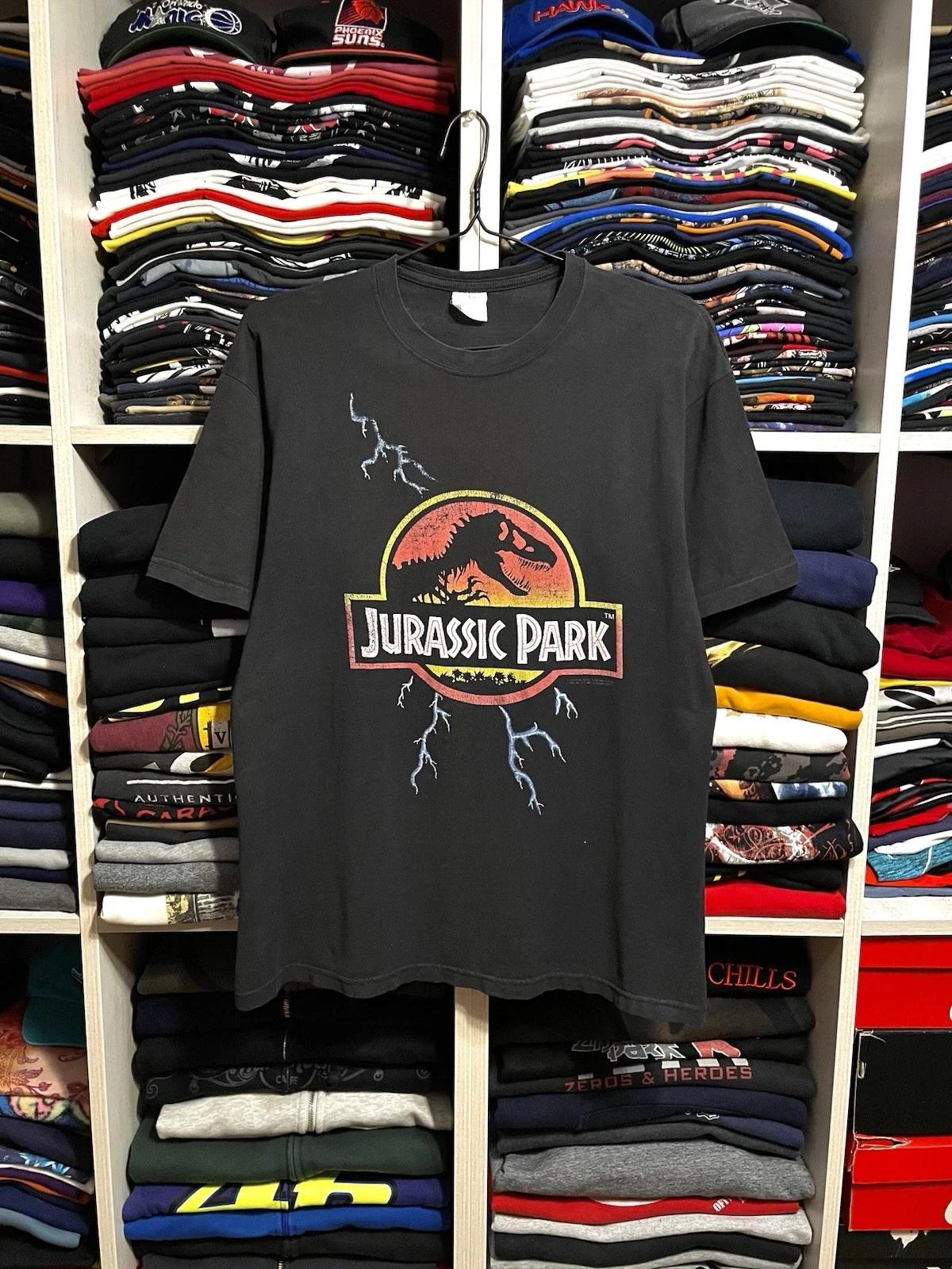 Vintage 1992 Jurassic Park Movie Promo Faded Black T-Shirt Size M 90s 3XL