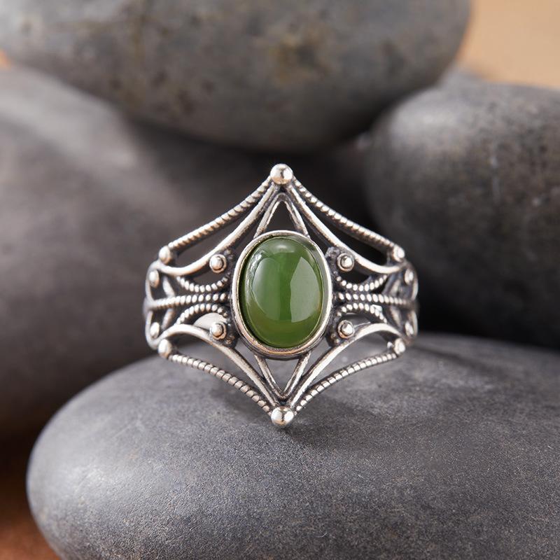 Natural Gemstone Moonstone Topaz Tiger Eye Kyanite Colored Treasure Ring Women'S S925 Sterling Silver Thai Silver Index Finger Ring