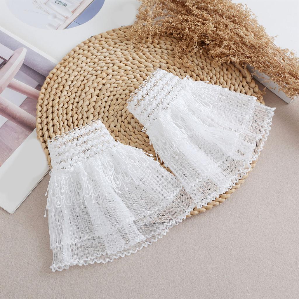 Elegant Arm Sleeves with Lace Flower Double Layer Design Decorative Wrist Cuffs For Women Sweater Outfit Accessories