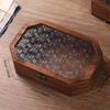Chinese classical crabapple flower glass storage box, wooden box, jewelry organizer