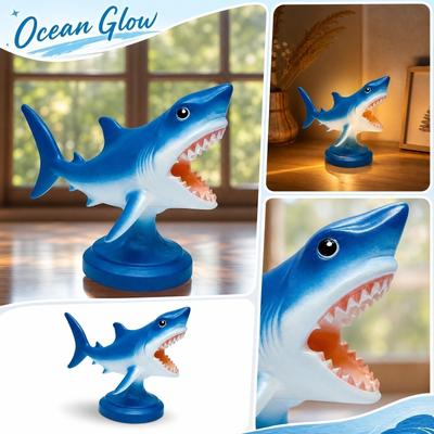 Resin Shark Figurine LED Light Table Decoration Resin Sculpture Night Lamp for Home Office Desk Display Accent Lighting