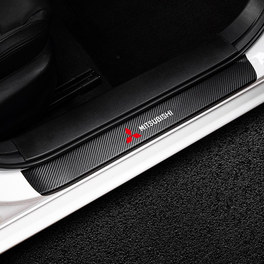 4PCS Car Door Sill Pedal Carbon Fiber Protective Sticker Anti-scratch And Waterproof For Mitsubishi Ralliart Lancer EX Outlander