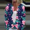 Women's Fashion Printed Long Sleeve Knitted Cardigan Button Down Jacket