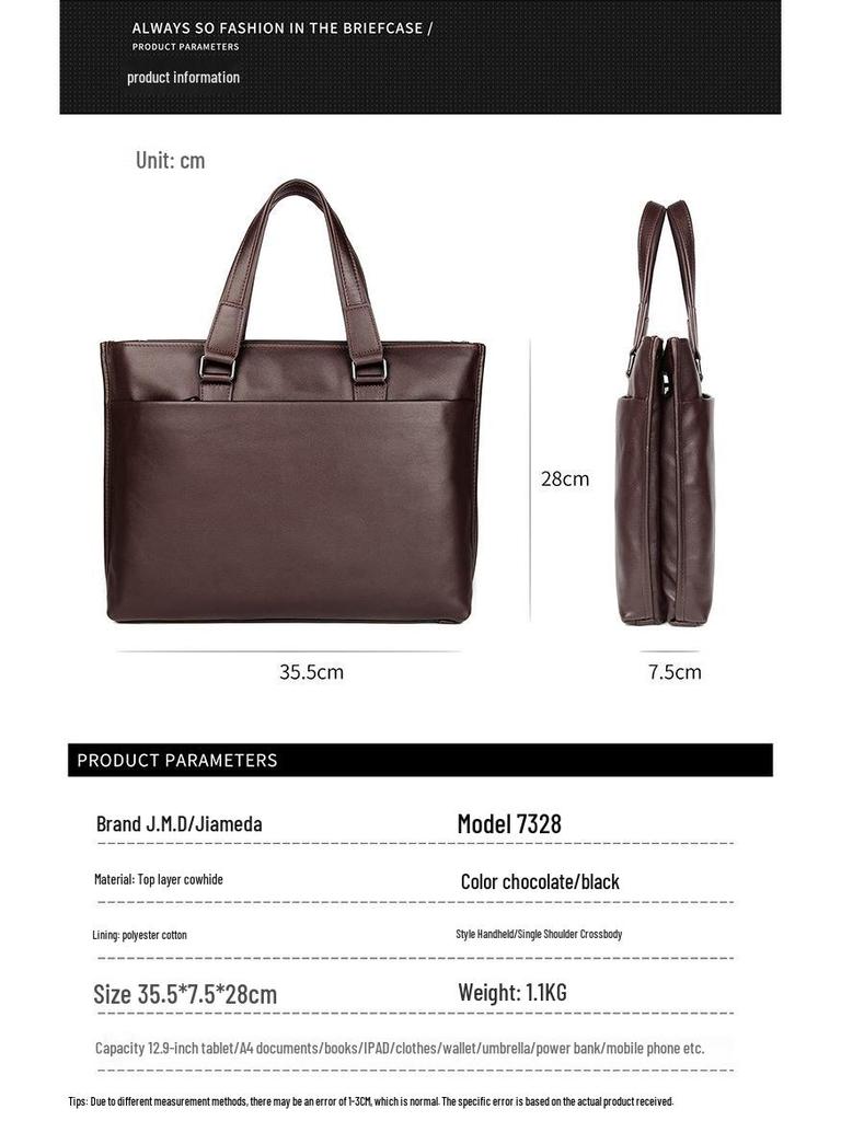 Herren-Aktentasche aus echtem Leder: Strapazierfähige, wasserdichte Laptoptasche aus Rindsleder für Anwälte und Pendler