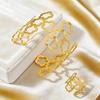 European & American Fashion Metal Clover Open Cuff Bracelet & Ring Set for Women