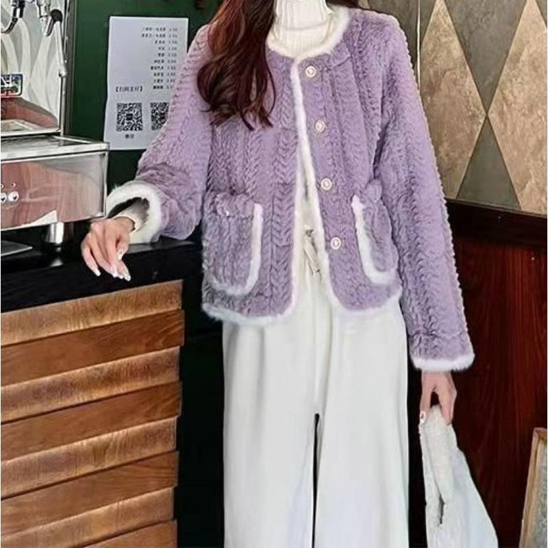 

Нежный темперамент в корейском стиле с легким ароматом, утолщенная и свободная женская осенне-зимняя меховая куртка из искусственной овечьей шерсти L