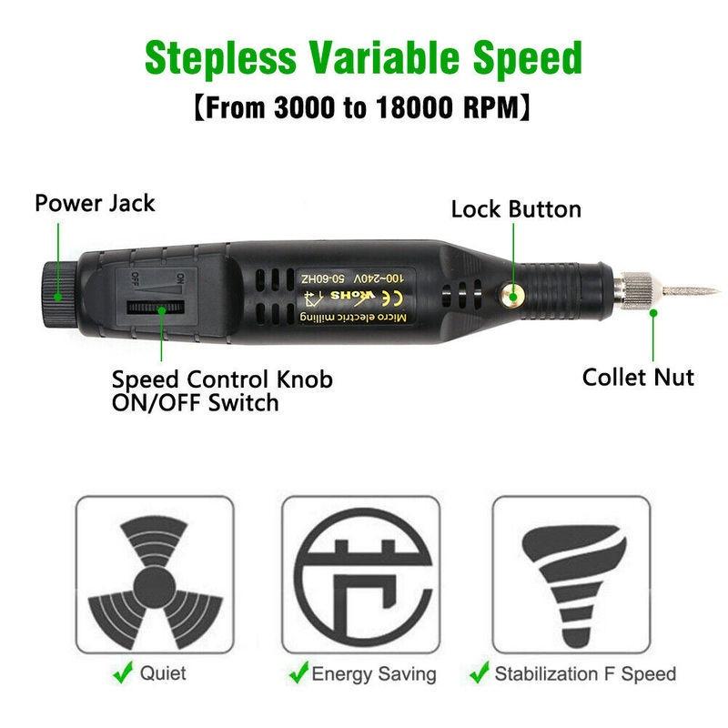 DIY Electric Nail Grinder Engraver Pen Nail Grinding Milling Mini Engraving Pen Rotary Drill Tool