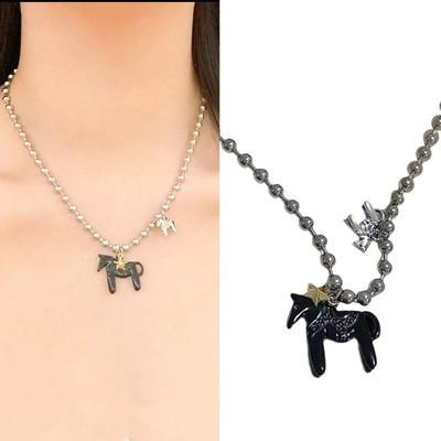 Stylish Running Horse Charm Necklace Lightweight Alloy Material Fashion Accessory For Occasions