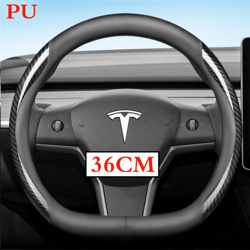36-38 CM Potah volantu z semišové kůže pro Tesla Model 3 Y S X 2024 2025 2026 Příslušenství