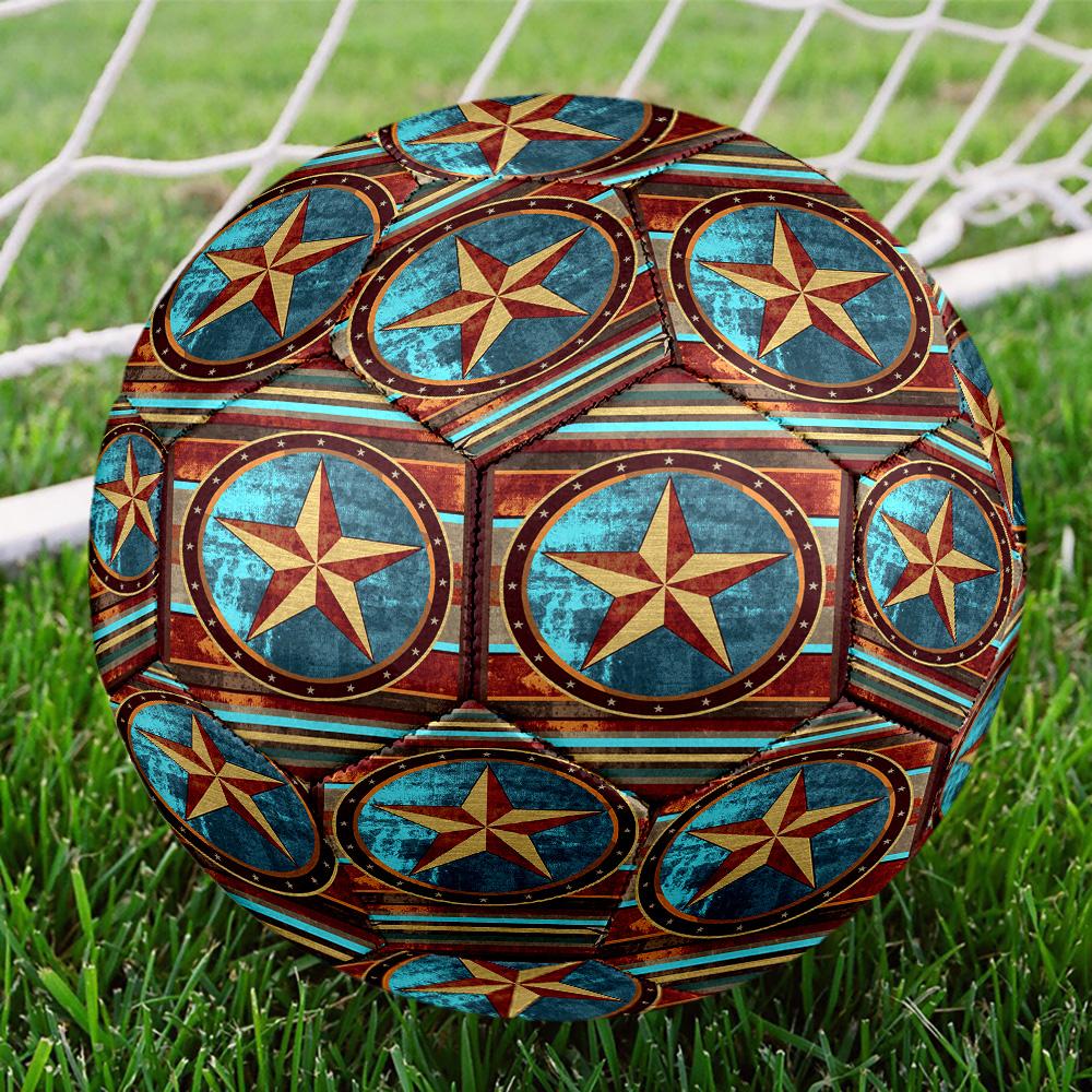 Western Texas Star Indoor Soccer Ball Size 5 Colorful All Ages Machine Stitched PVC Competition Ready Durable High-Bounce
