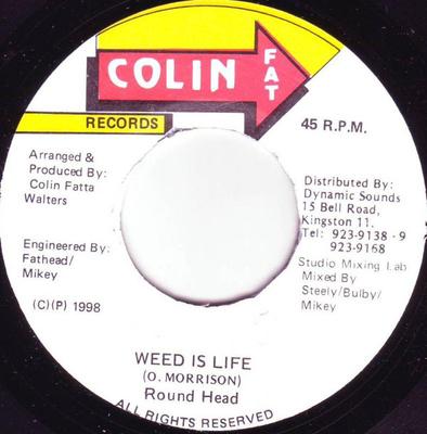 7inch Record ROUND HEAD - Weed Is Life NONE Colin Fat Recor 1999 Jamaica Reggae, Ska & Dub Used