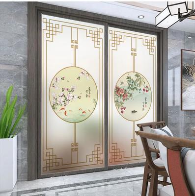 No Glue Privacy Windows Film Decorative Chinese Classical Painting Stained Glass Static Cling Frosted Window Stickers 03