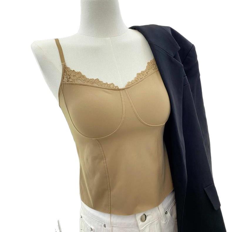 Women's Lace Warm Vest Tank Top - Autumn & Winter Integrated Bra Base Layer