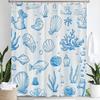 1Pc Blue Ocean, Hippocampus Print Waterproof Shower Curtain,Underwater World Bathing Curtain Partition Privacy Hanging Curtain