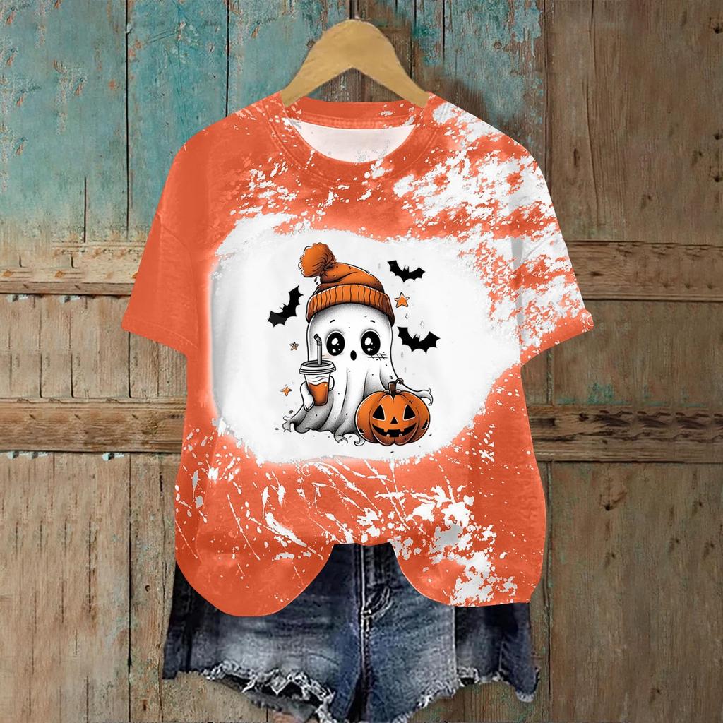 Women's Fashion Casual Printed Round Neck Pullover Short Sleeve T-Shirt Top