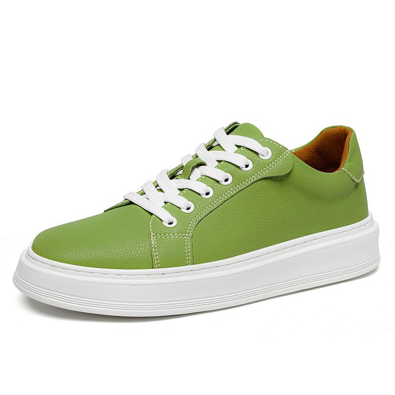 Men s White Soft Leather Breathable Casual Cowhide Sneakers for Spring & Autumn - Large Size, Multi-color Options. 47