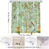 Charming Birds And Blooming Flowers Waterproof Shower Curtain For Bathroom Decor, Adding A Touch Of Nature'S Beauty