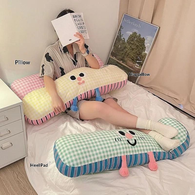 Leg Clamp Side Sleeping Pillow 1PC Long Grid Soft Fluffy Sleeping Pillow Non-Deform for Home Bed Relaxation Use