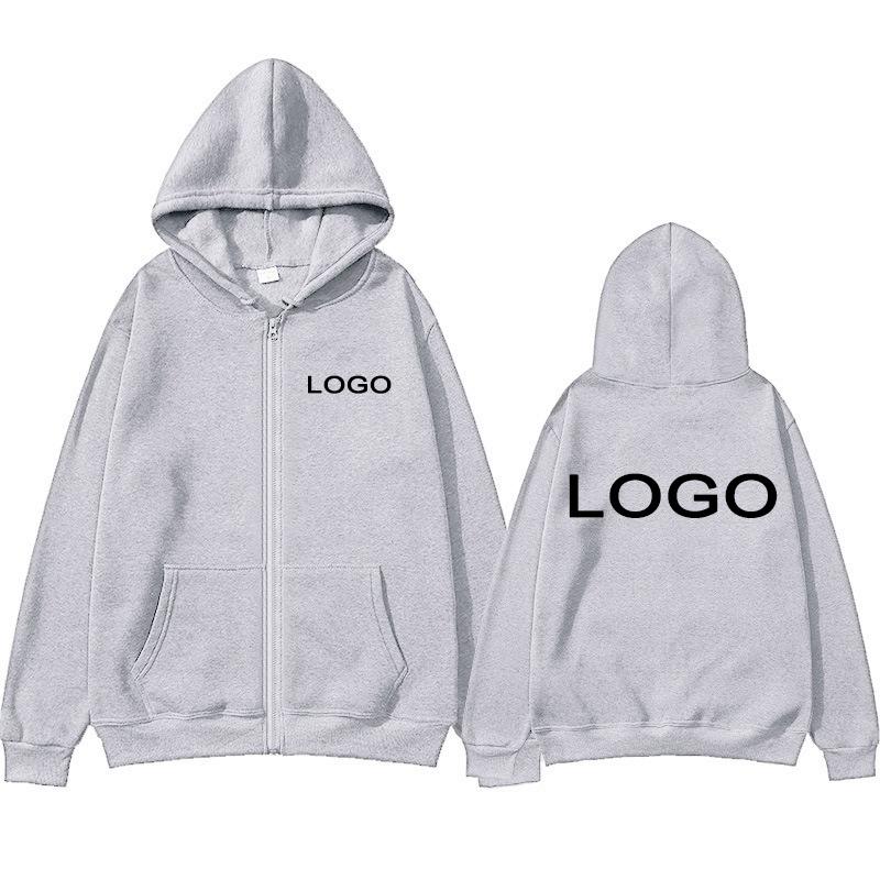 DIY 02 Kundenspezifischer Bedruckter Herren Damen Reißverschluss-Hoodie Lockere Kleidung Designen Sie Ihr Logo Langärmlige Kapuzensweatshirts