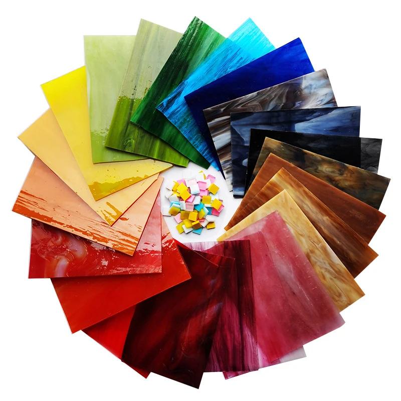 Mosaico de Vidrio Cuadrado de Alta Calidad 10x10cm Pieza de Mosaico de Vidrio de Colores Transparente Piedras para Hacer Mosaicos DIY Manualidades Hobby Arte Pared
