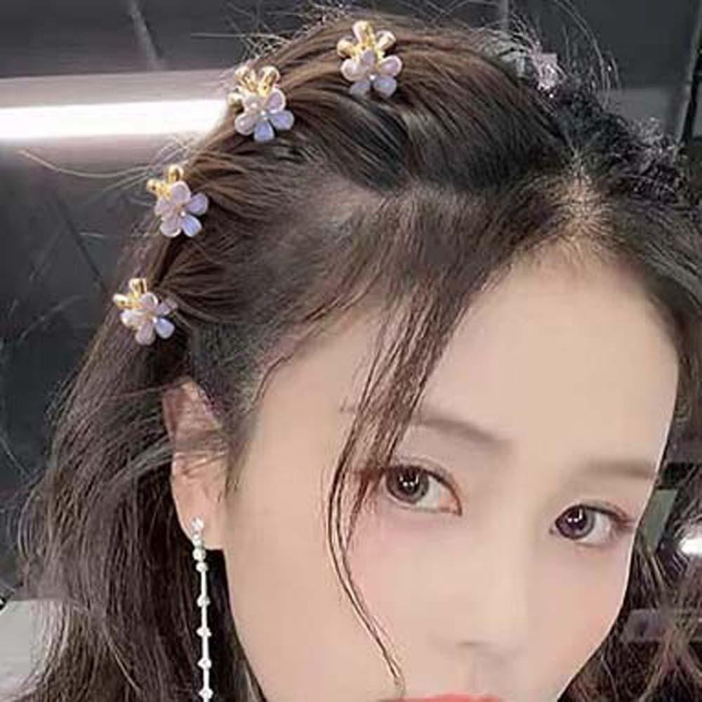 10pcs Korean Style Pearls Flower Hairpin Resin Women Side Clip Mini Hair Claw  Daily