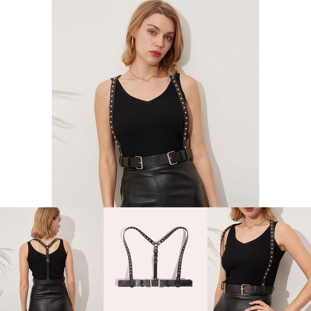 Leatherlike Black Womens Fashion Waist Belt With Adjustable Pin Closure For Spring Outfits